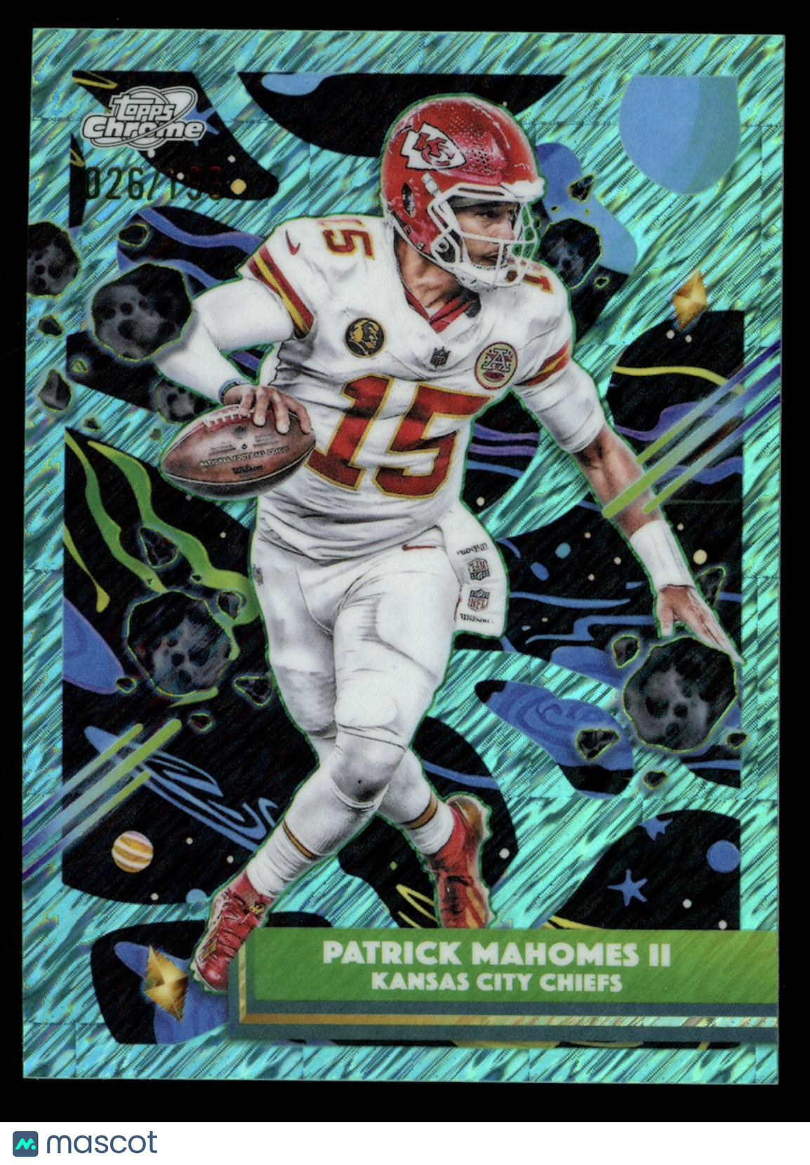 PATRICK MAHOMES II 2025 Topps Cosmic Chrome Aqua Equinox Refractor /199 #47