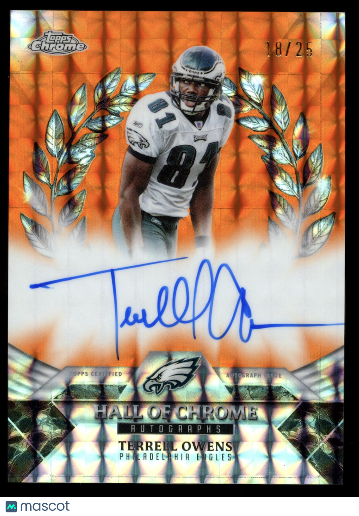 TERRELL OWENS 2025 Topps Chrome Hall Of Chrome Auto Orange Geometric /25 Eagles