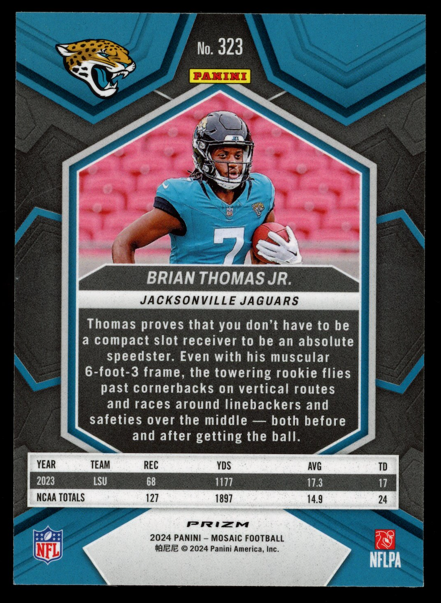BRIAN THOMAS JR. 2024 Panini Mosaic Rookie Honeycomb Prizm Case Hit SSP #323