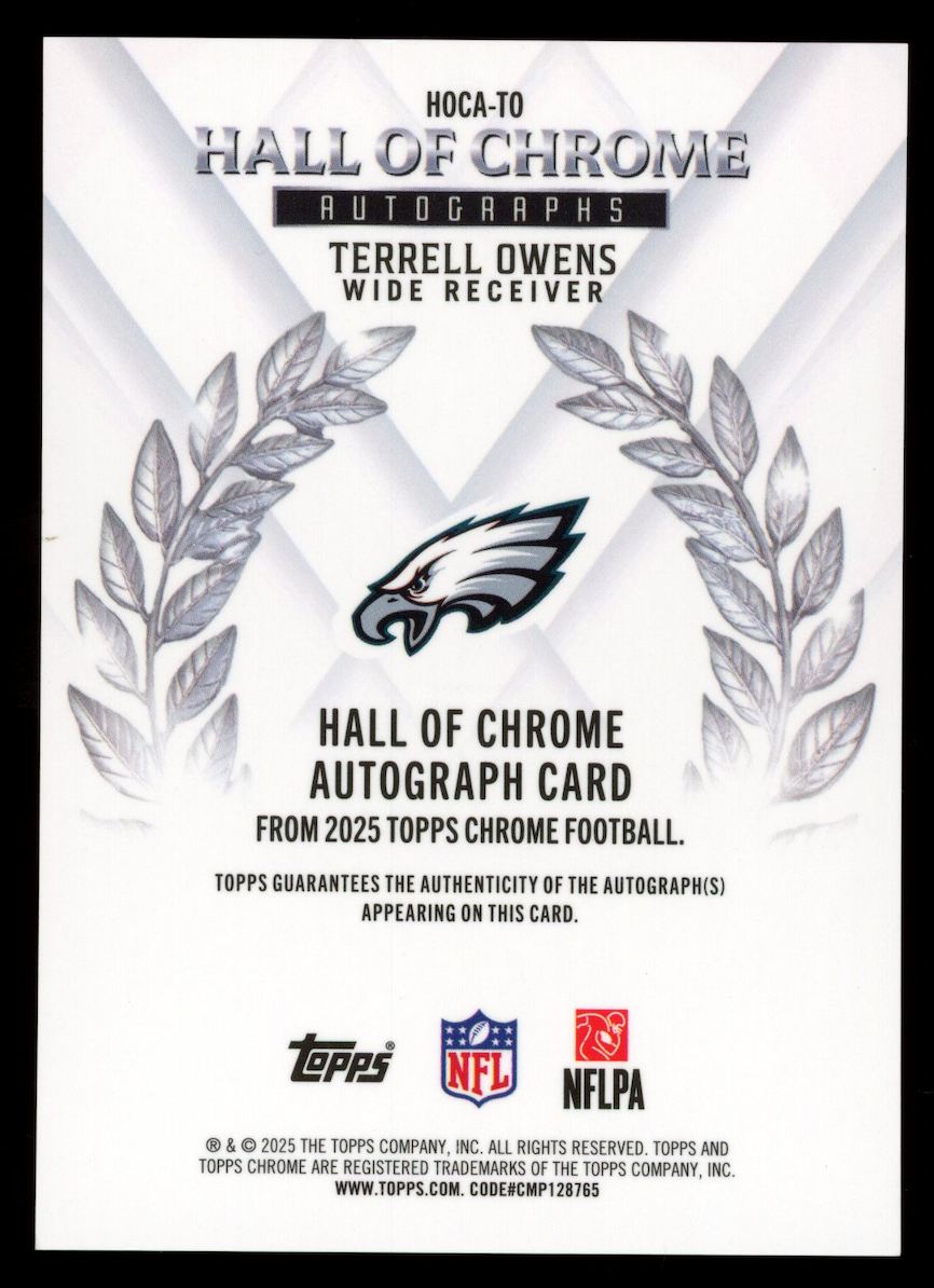 TERRELL OWENS 2025 Topps Chrome Hall Of Chrome Auto Orange Geometric /25 Eagles