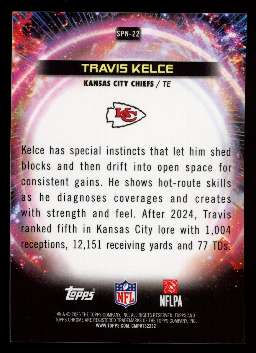 TRAVIS KELCE 2025 Topps Cosmic Chrome Supernova Case Hit SSP #SPN-22 Chiefs