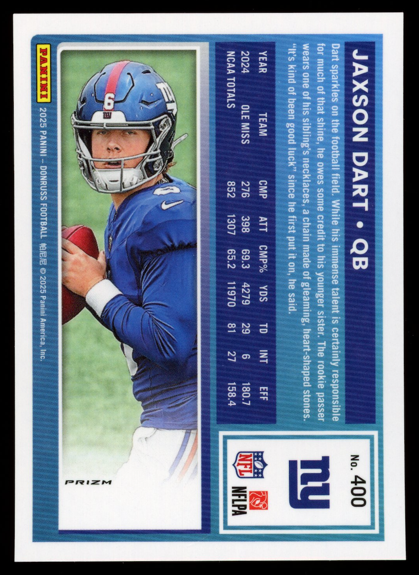 JAXSON DART 2025 Panini Donruss Optic Rated Rookie Football Emoji SSP #400