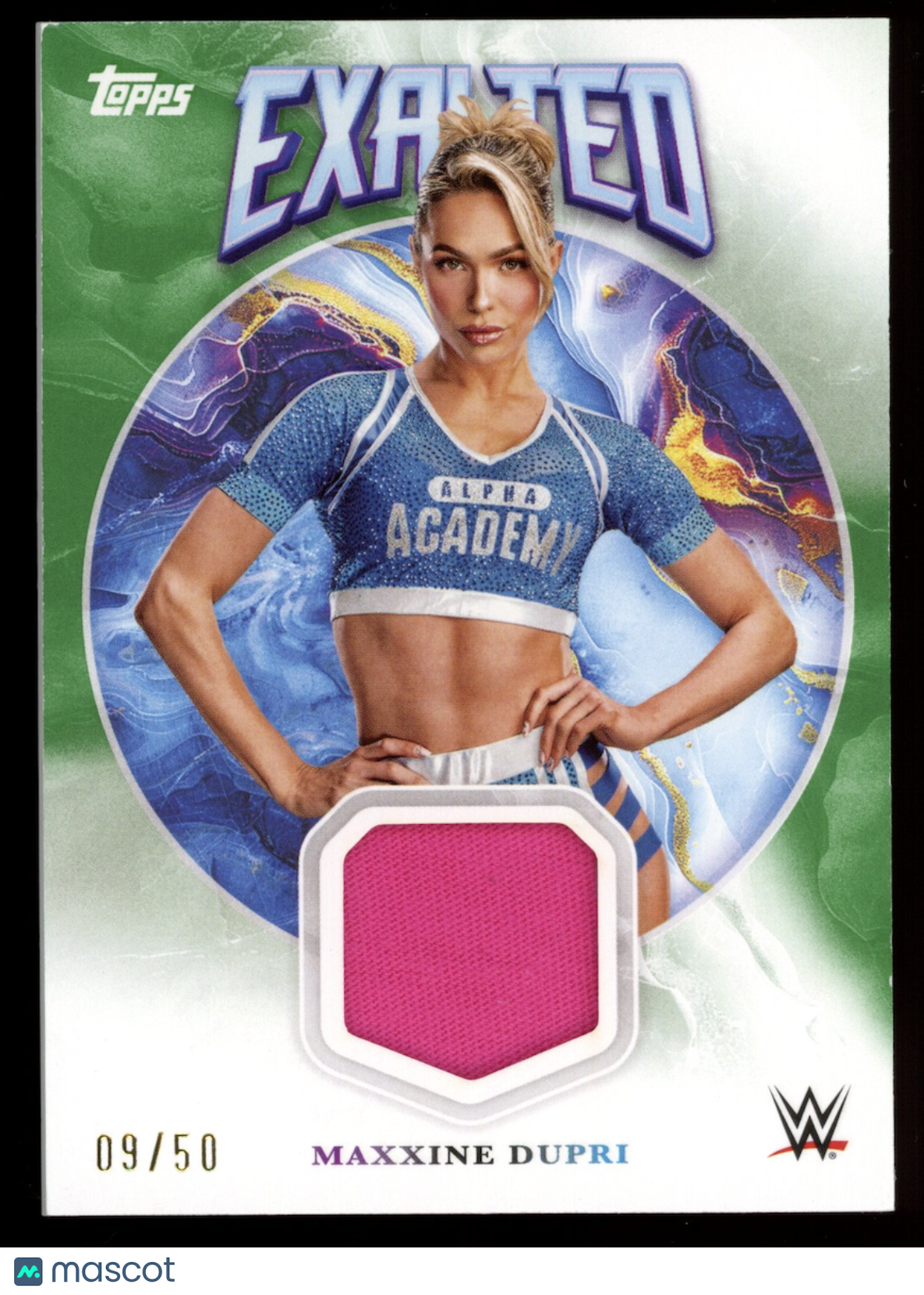 MAXXINE DUPRI 2025 Topps Exalted WWE Patch Relic Green /50 #ER-MDI