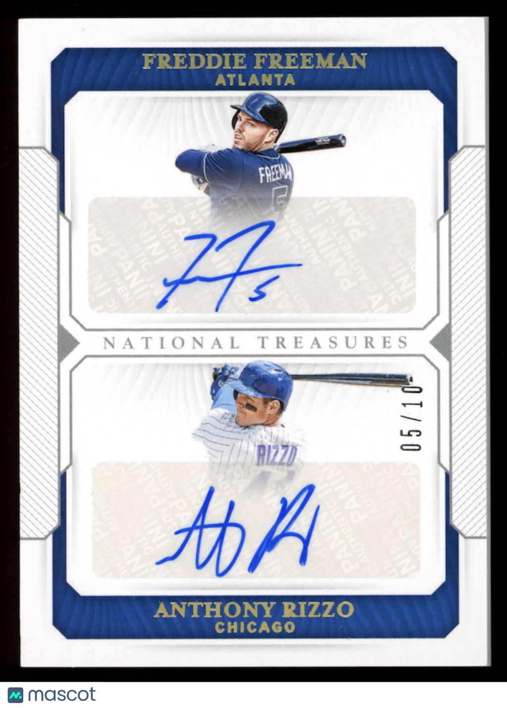 FREDDIE FREEMAN ANTHONY RIZZO 2019 Panini National Treasures Dual Auto /10 #DSFR