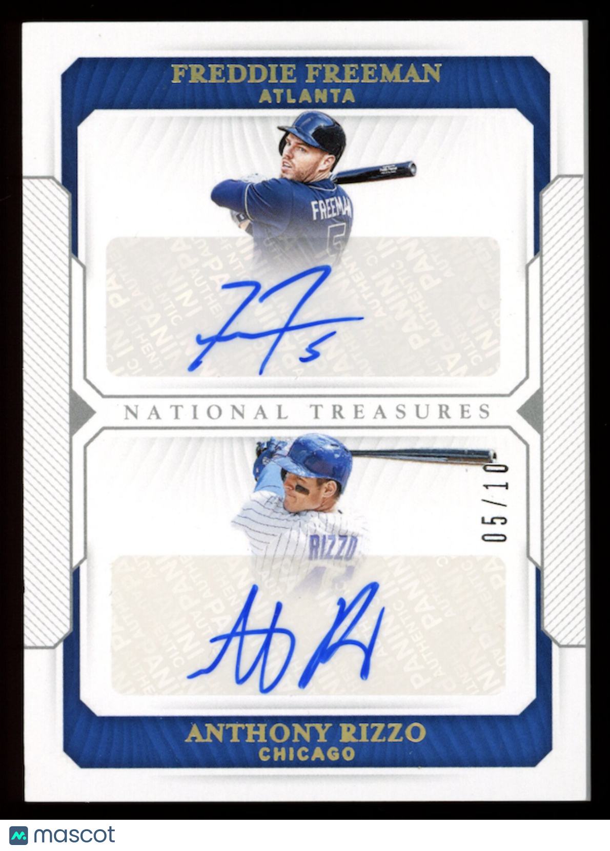 FREDDIE FREEMAN ANTHONY RIZZO 2019 Panini National Treasures Dual Auto /10 #DSFR
