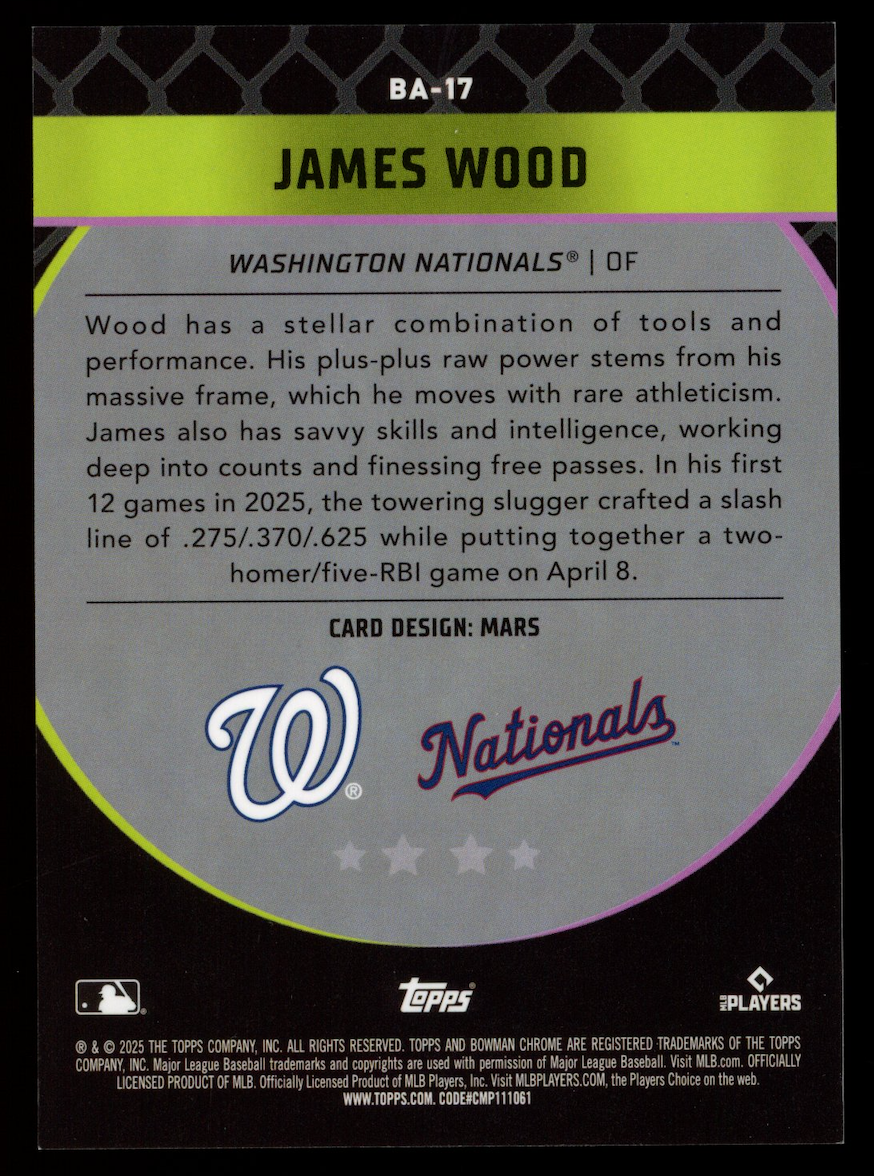 JAMES WOOD 2025 Bowman Chrome Rookie Mega Ascensions Mojo Refractor SSP #BA-17