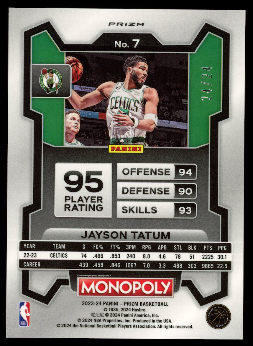 JAYSON TATUM 2023-24 Panini Prizm Monopoly Green /24 #7 Celtics