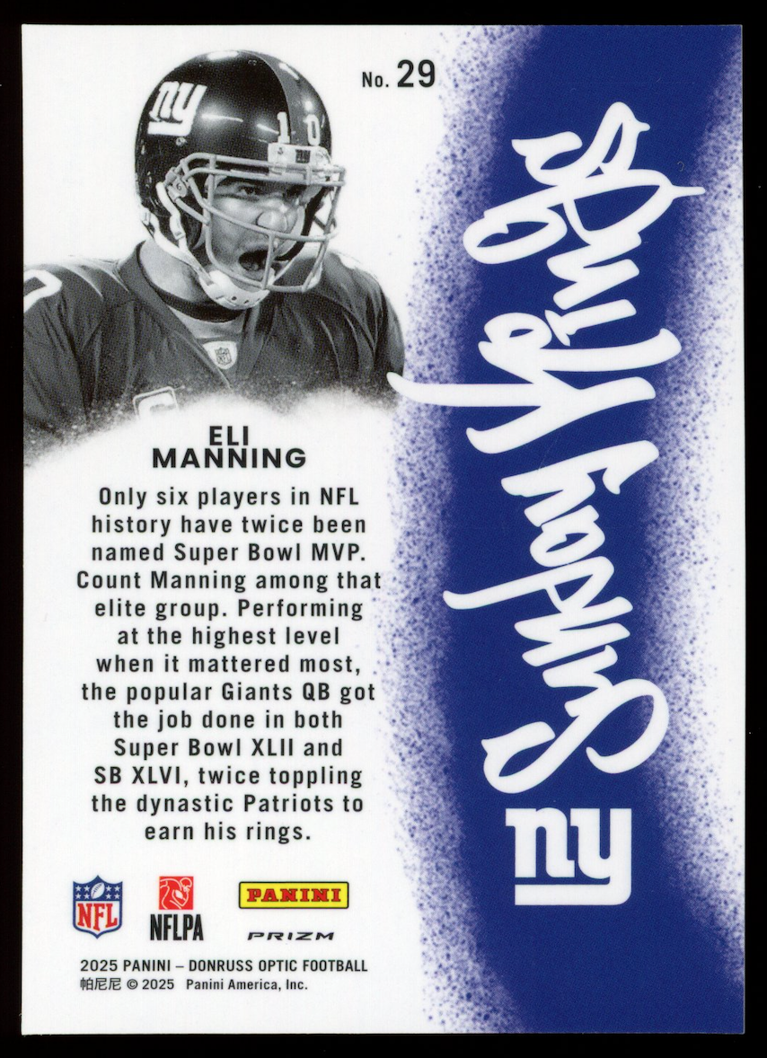 ELI MANNING 2025 Panini Donruss Optic Sunday Kings Case Hit SSP #17 Giants