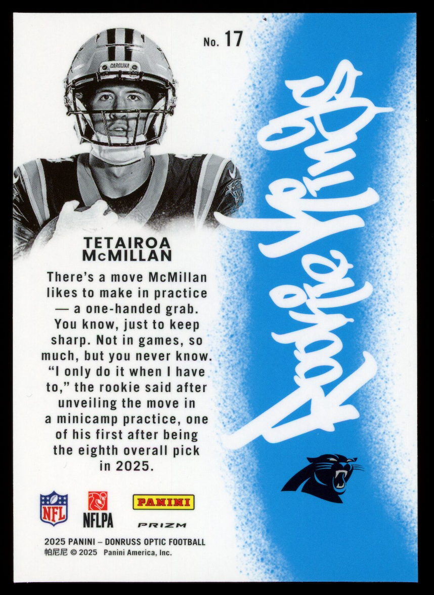 TETAIROA MCMILLAN 2025 Panini Optic Rookie Kings Case Hit SSP #17 Panthers