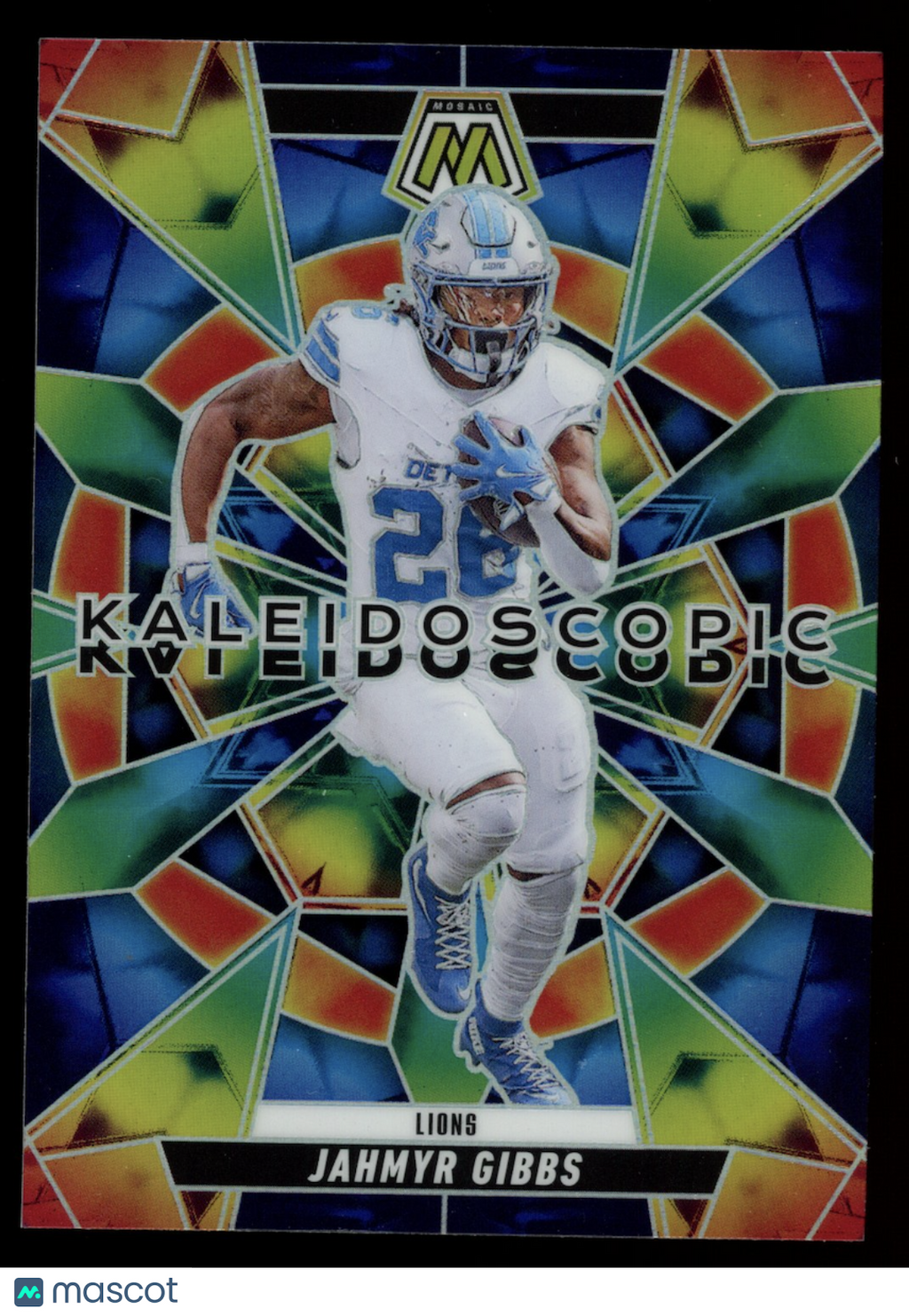 JAHMYR GIBBS 2025 Panini Mosaic Kaleidoscopic Prizm Case Hit SSP #4 Lions