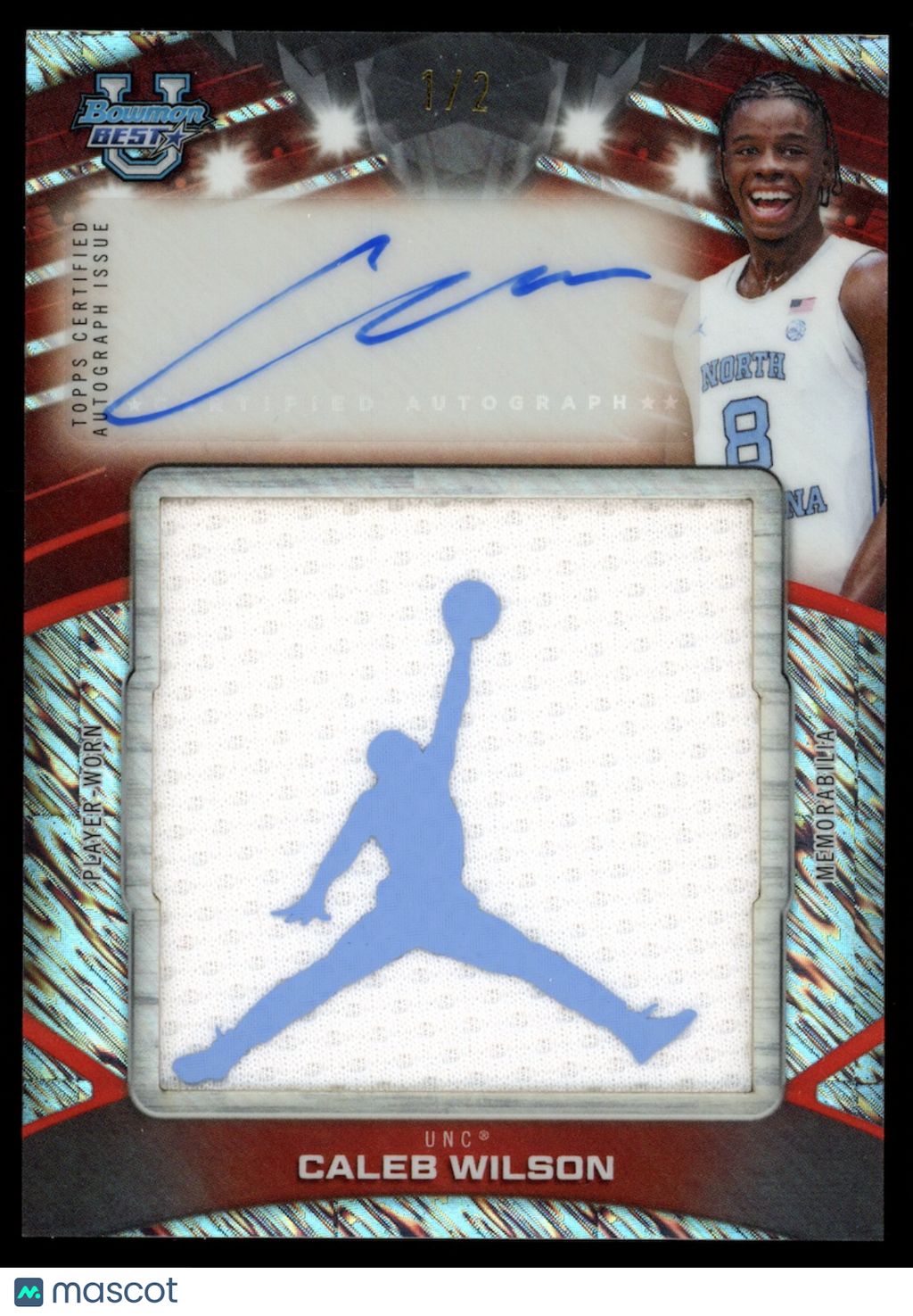 CALEB WILSON 2025-26 Bowman University Best Brand Logo Patch Auto /2 #PJR-CW