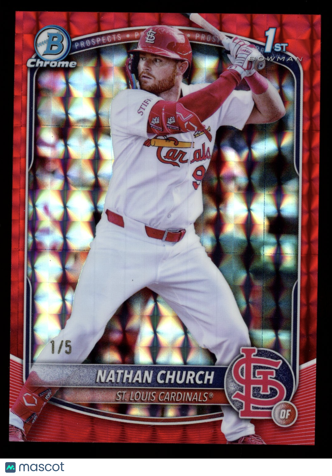 NATHAN CHURCH 2025 Bowman Chrome Red Geometric Refractor /5 #BCP-192 Cardinals