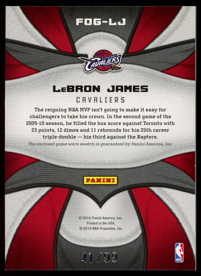 LEBRON JAMES 2009-10 Panini Certified Fabric of the Game Patch /99 #FOG-LJ