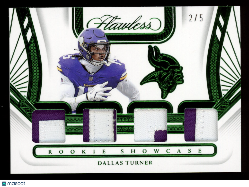 DALLAS TURNER 2024 Panini Flawless Rookie Showcase Emerald Quad Patch /5 #RS-DTR