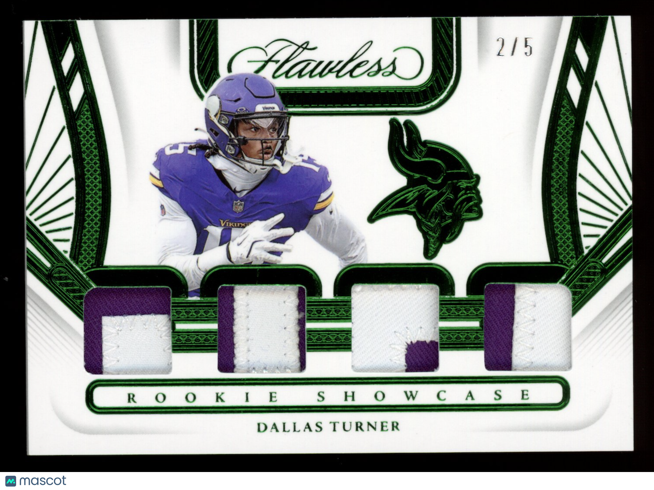 DALLAS TURNER 2024 Panini Flawless Rookie Showcase Emerald Quad Patch /5 #RS-DTR