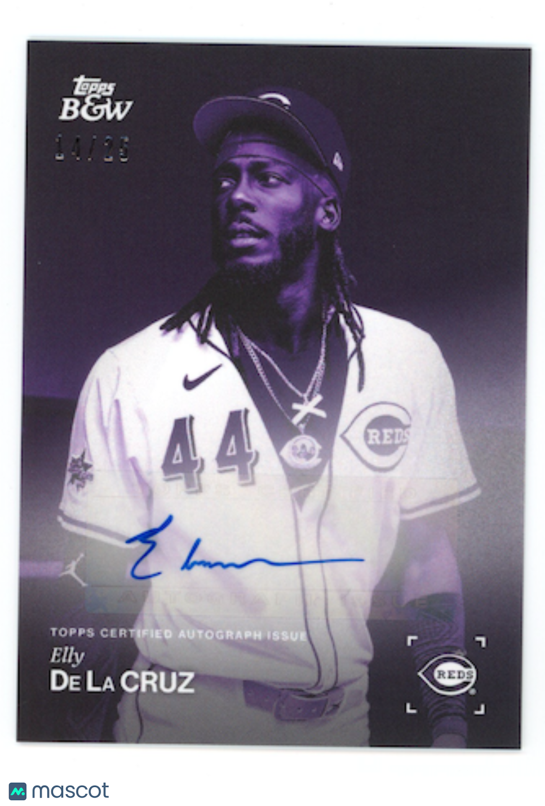 ELLY DE LA CRUZ 2025 Topps Black & White Auto Purple /25 #071-A Reds