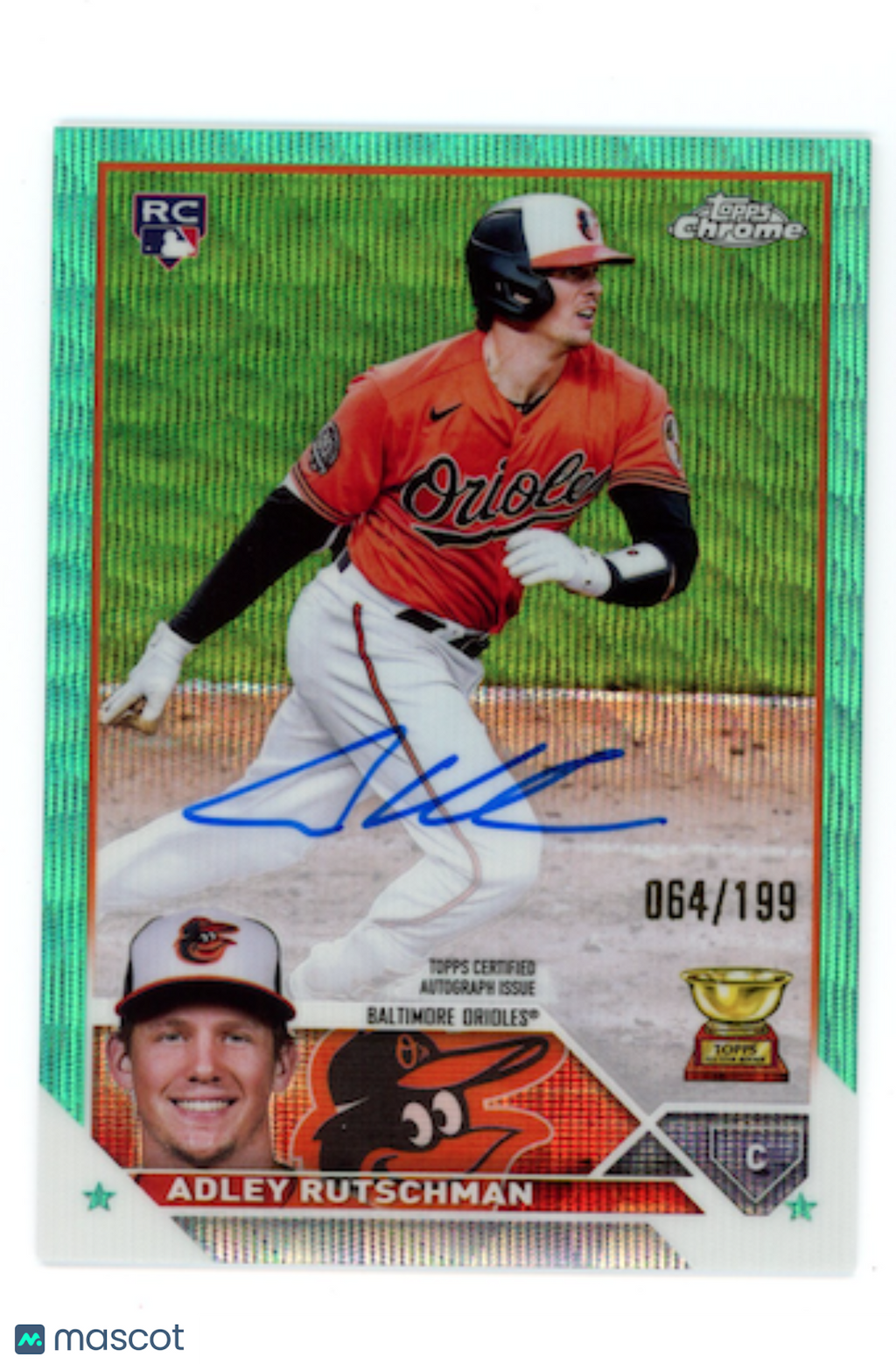 ADLEY RUTSCHMAN 2023 Topps Chrome Rookie Auto Aqua Wave Refractor /199 #RA-AR