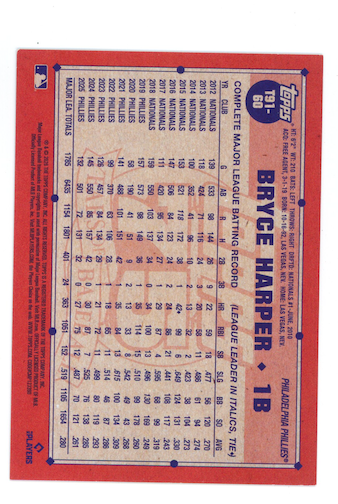 Bryce Harper 2026 Topps Series 1 1991 75 Years Red Crackle /5 #T91-60 Phillies
