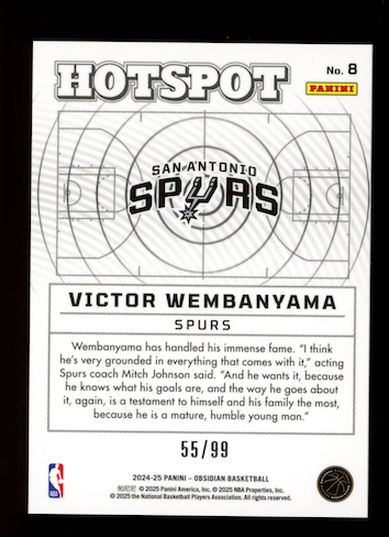 VICTOR WEMBANYAMA 2024-25 Panini Obsidian Hotspot Orange Flood /99 #8 Spurs