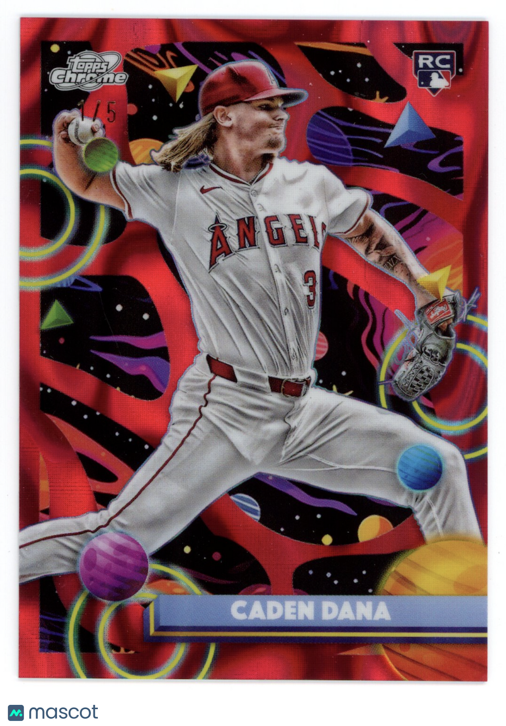CADEN DANA 2025 Topps Cosmic Chrome Rookie Red Flare Refractor /5 #140 Angels