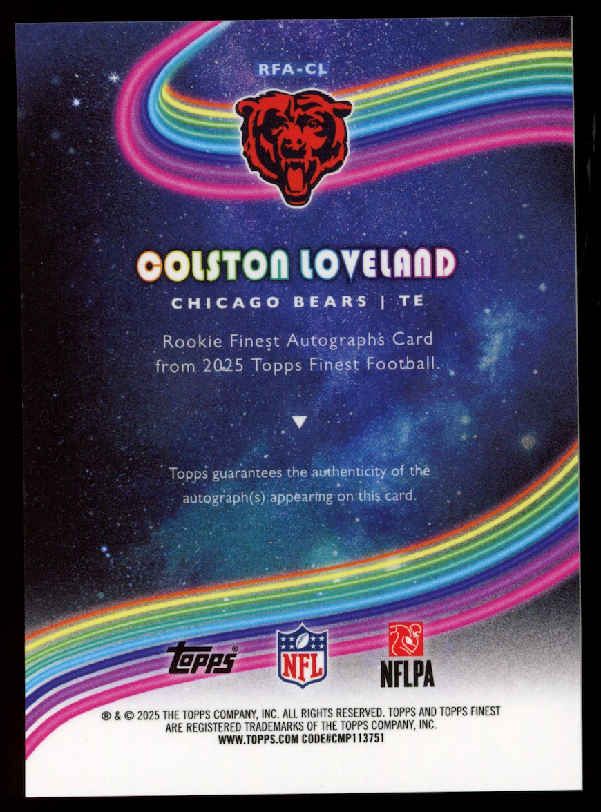 COLSTON LOVELAND 2025 Topps Finest Rookie Auto #RFA-CL Chicago Bears RC