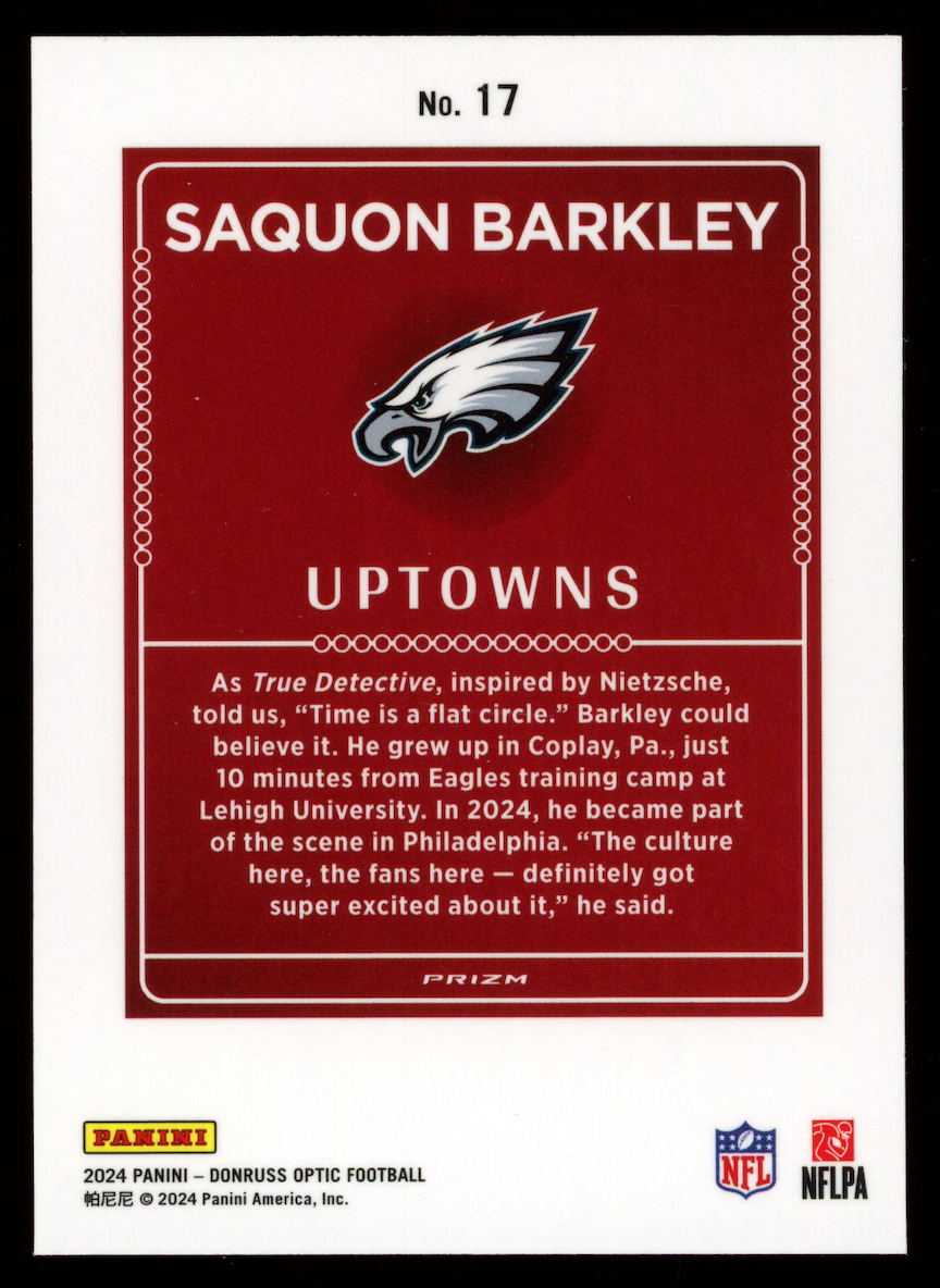 SAQUON BARKLEY 2024 Panini Donruss Optic Uptowns Case Hit SSP #17 Eagles