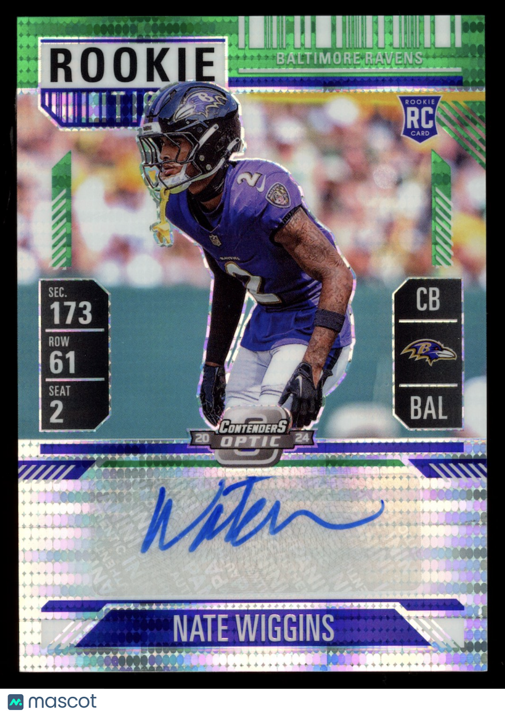 NATE WIGGINS 2025 Panini Contenders Optic Rookie Auto Green Pulsar FOTL /30 #148