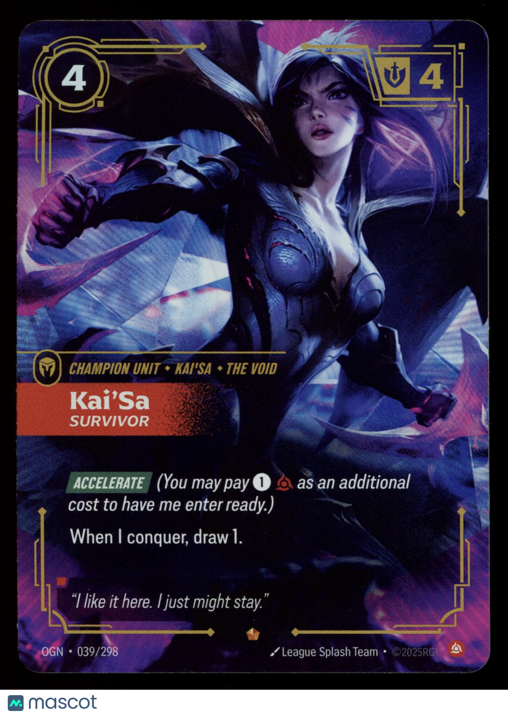 KAI'SA 2025 Riftbound Origins League of Legends Survivor Epic #039/298