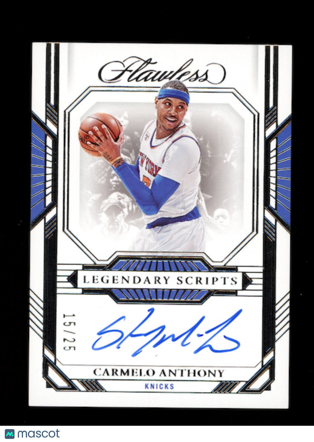 CARMELO ANTHONY 2022-23 Panini Flawless Legendary Scripts Auto /25 #LS-CMA