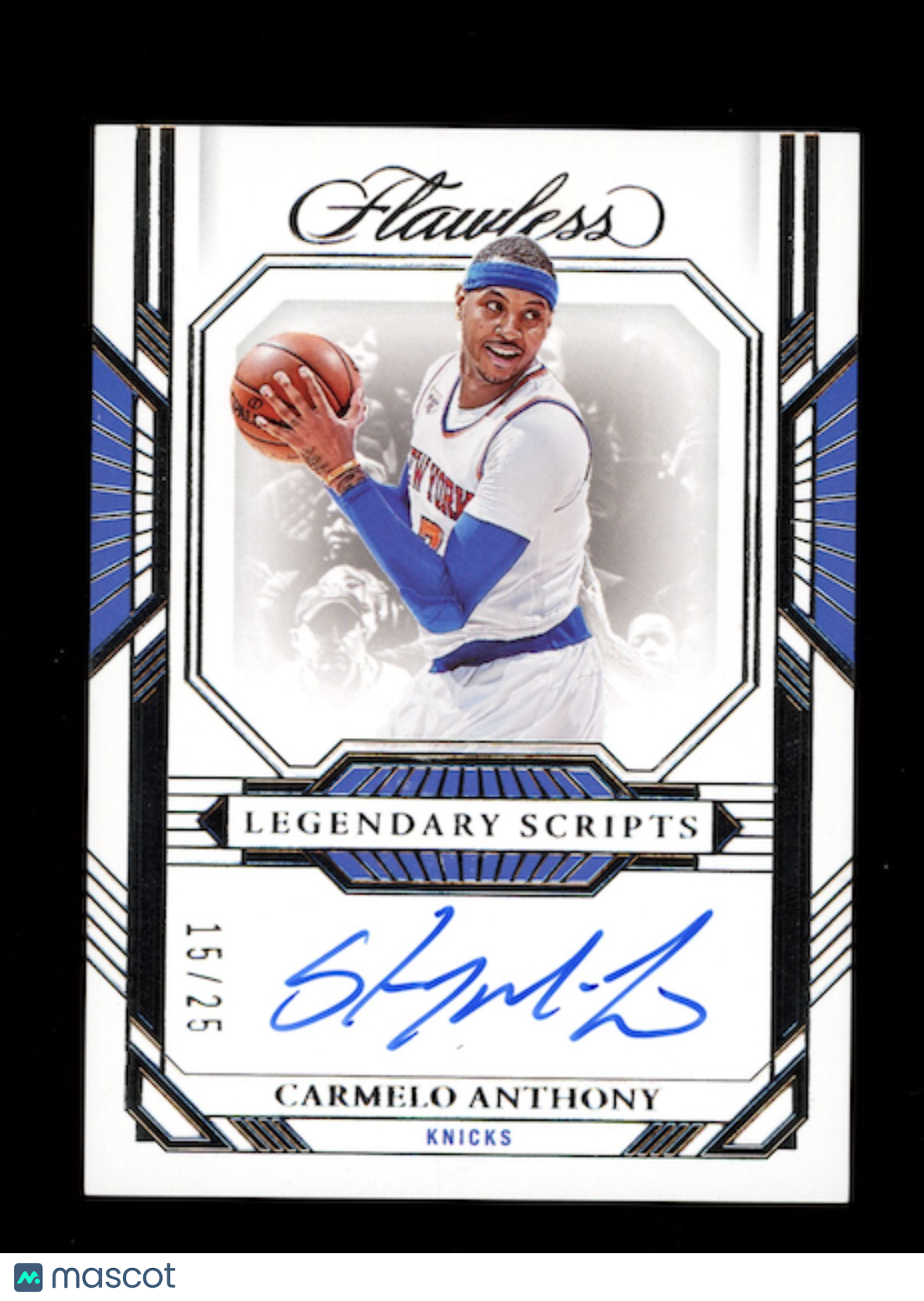 CARMELO ANTHONY 2022-23 Panini Flawless Legendary Scripts Auto /25 #LS-CMA