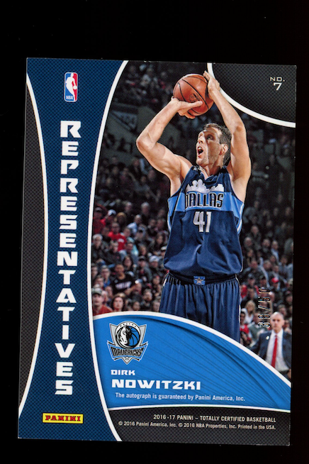 DIRK NOWITZKI 2016-17 Panini Totally Certified Representatives Auto /50 #7