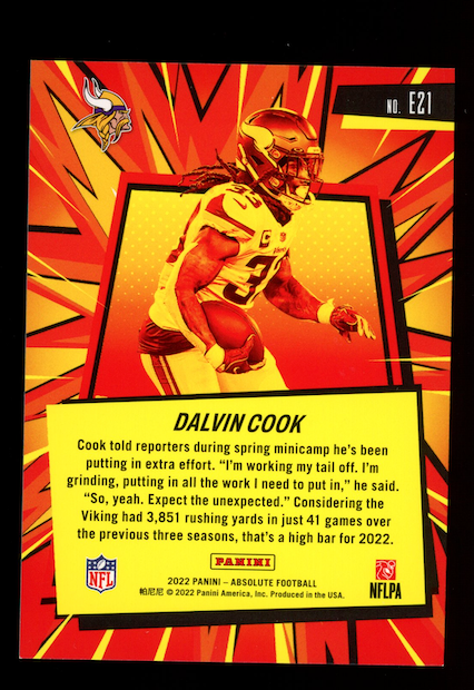 DALVIN COOK 2022 Panini Absolute Explosive Case Hit SSP #E21 Vikings
