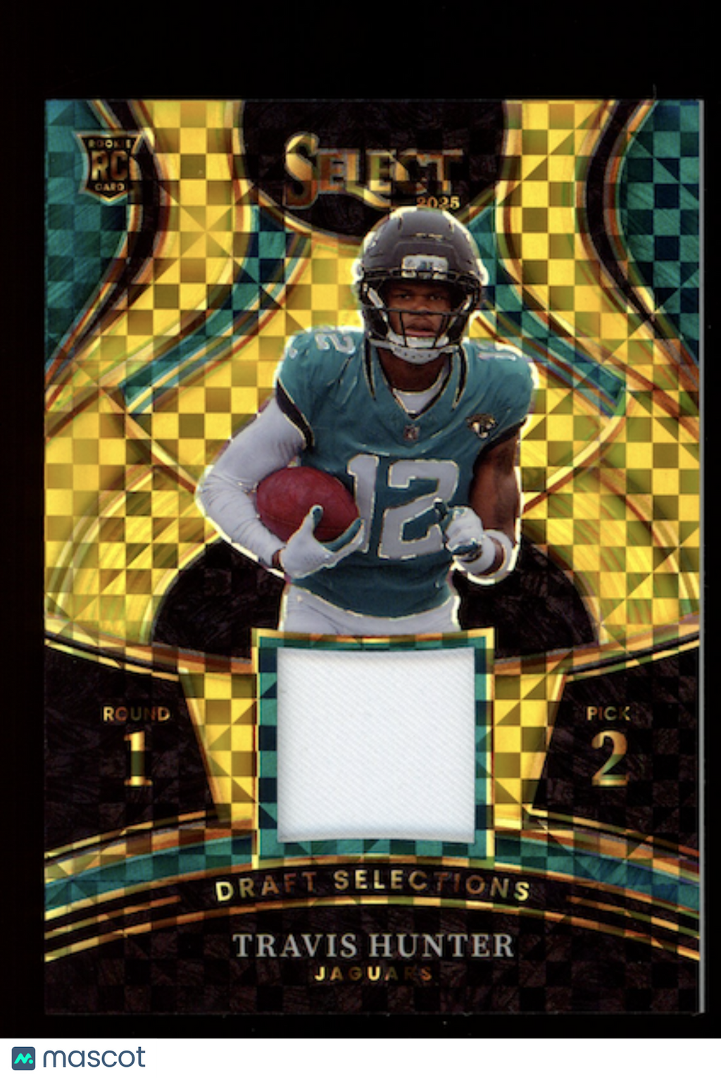 TRAVIS HUNTER 2025 Panini Select Draft Selections Rookie Patch Gold Prizm /10