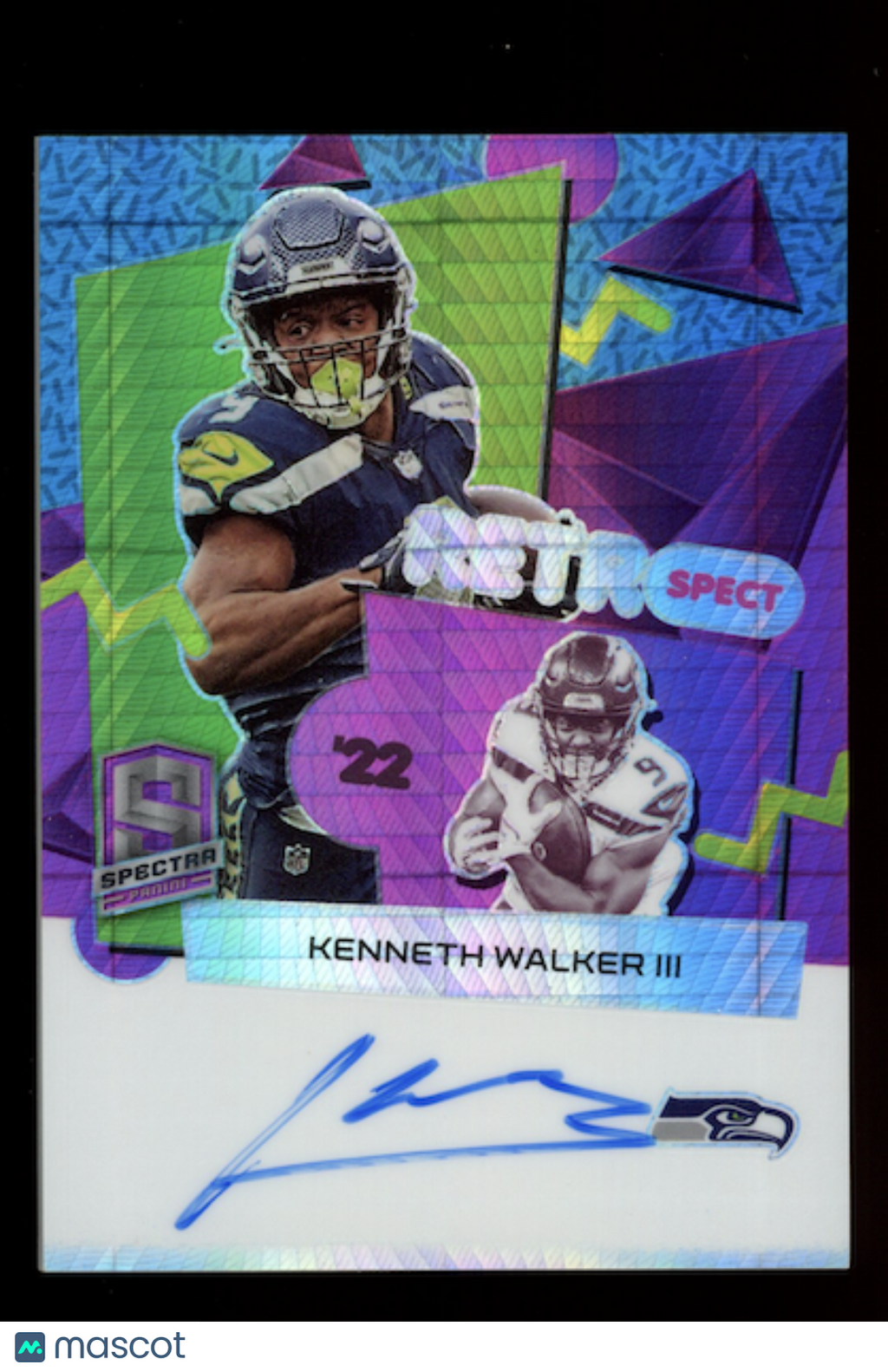 KENNETH WALKER 2023 Panini Spectra RetroSpect Auto Pink Hyper Prizm /15 #RS-KW