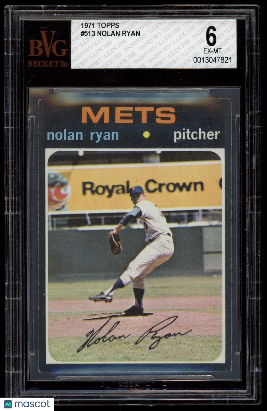 NOLAN RYAN 1971 Topps Baseball #513 BVG 6 EX-MT New York Mets