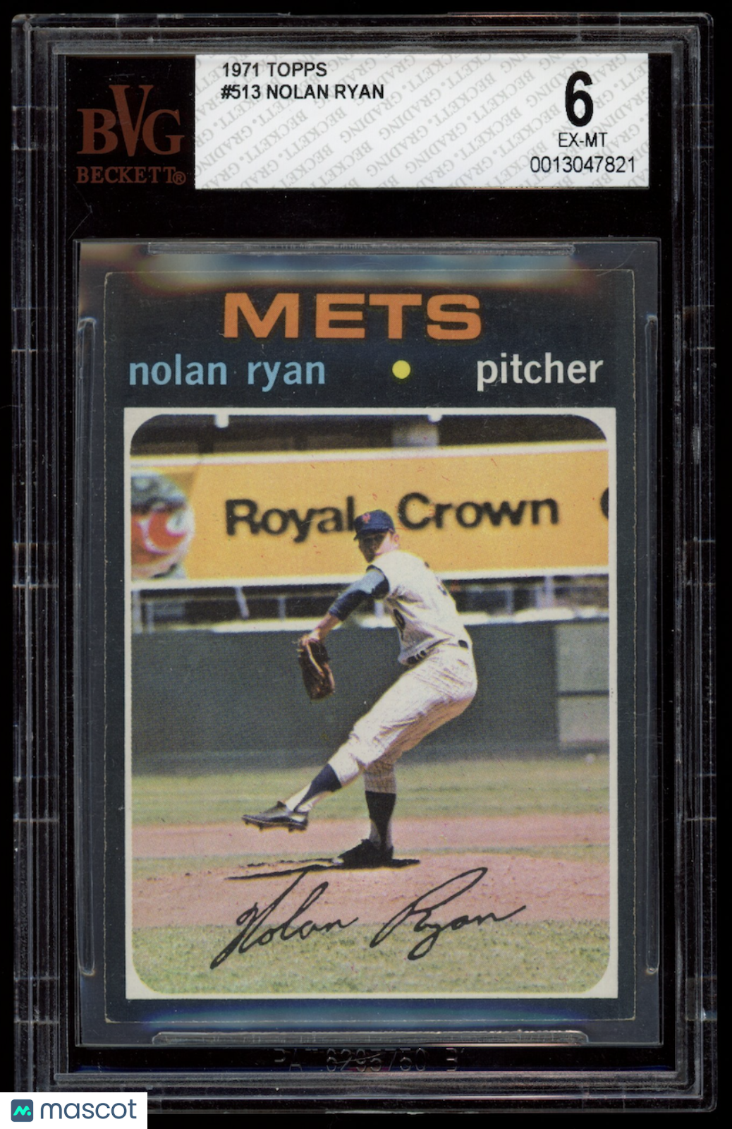 NOLAN RYAN 1971 Topps Baseball #513 BVG 6 EX-MT New York Mets