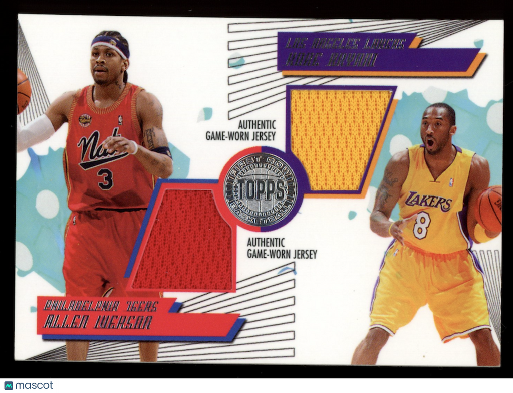 ALLEN IVERSON KOBE BRYANT 2005-06 Topps First Row Game Worn Jersey /140 #PTP-IB