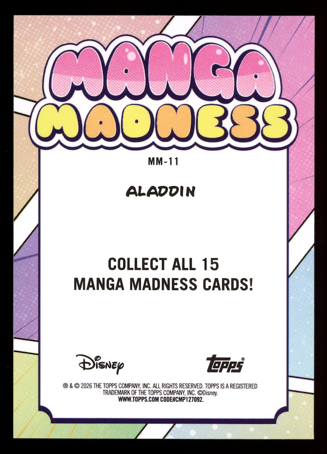 ALADDIN 2026 Topps Disney Neon Manga Madness Gold Foil /50 #MM-11