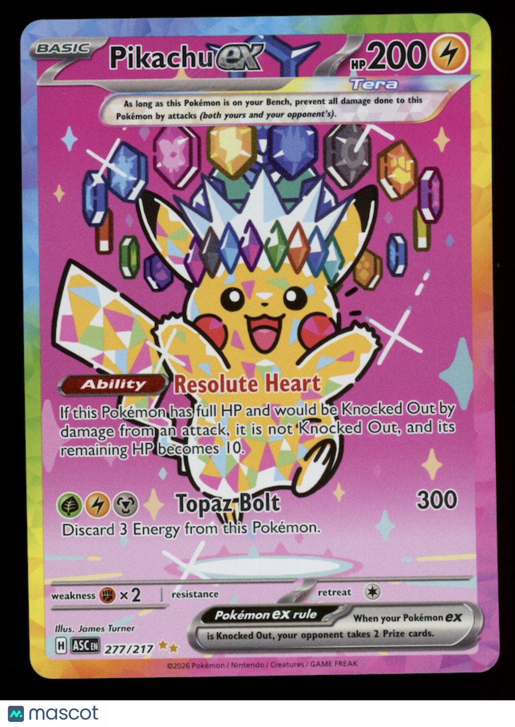 PIKACHU EX Pokemon Mega Evolution Ascended Heroes #277 Special Illustration Rare