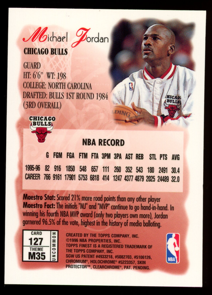 MICHAEL JORDAN 1996-97 Topps Finest Maestros Uncommon #127 M35 With Peel Bulls