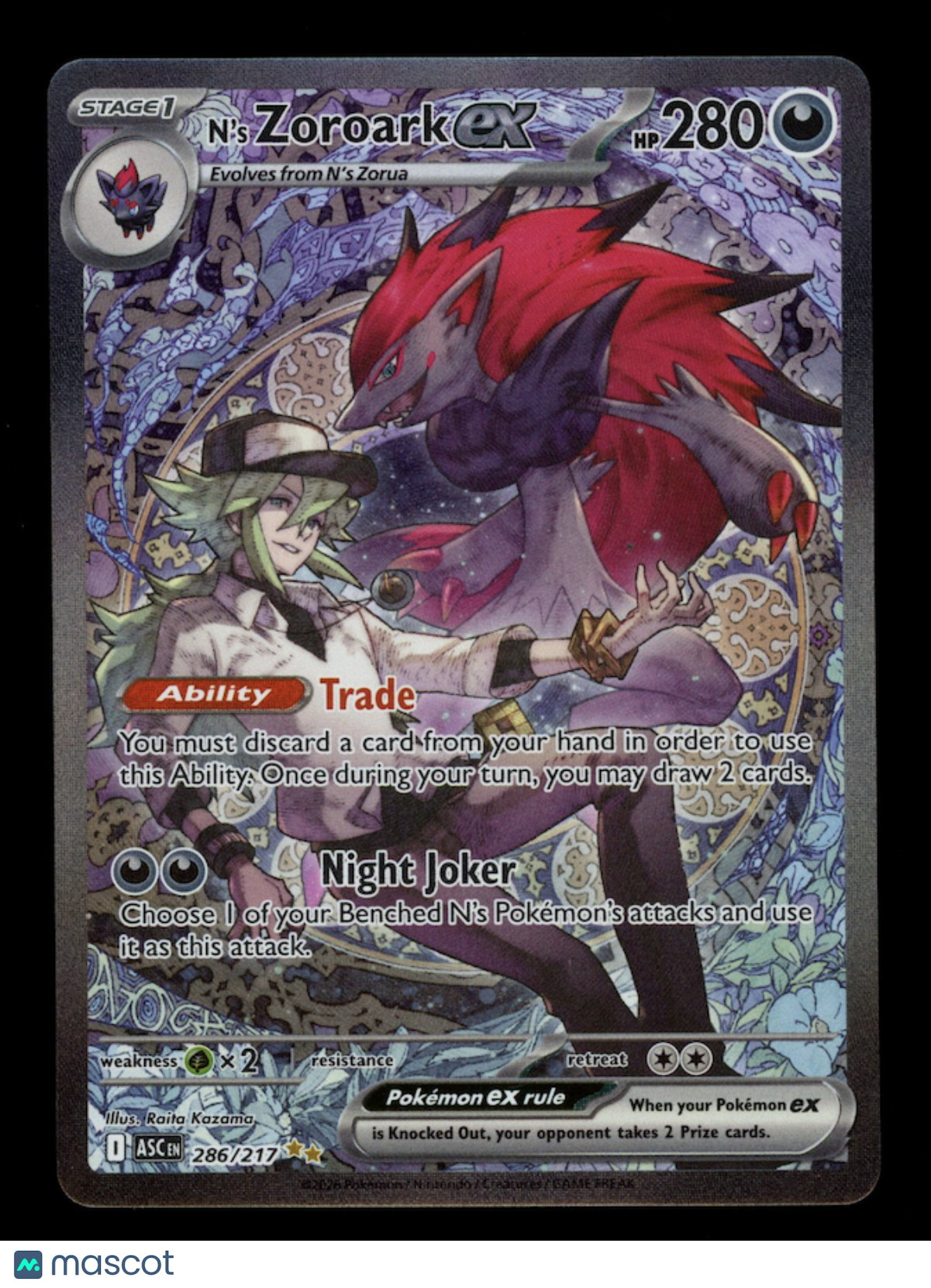 N'S ZOROARK EX Mega Evolution Ascended Heroes #286 Special Illustration Rare