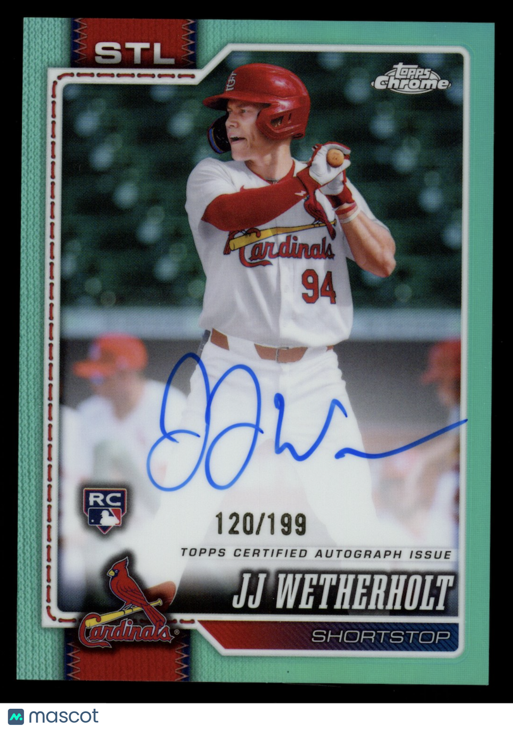JJ WETHERHOLT 2026 Topps Chrome Rookie Auto Aqua Refractor /199 #RA-JJW