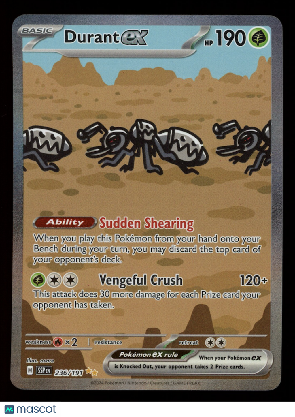 DURANT EX 2024 Pokemon S&V Surging Sparks #236/191 Special Illustration Rare