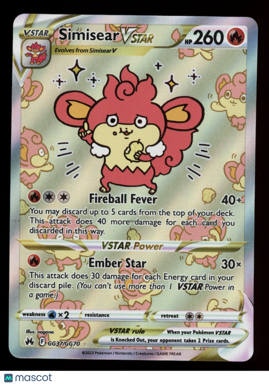 SIMISEAR VSTAR 2023 Pokemon Crown Zenith Galarian Gallery Full Art #GG37/GG70