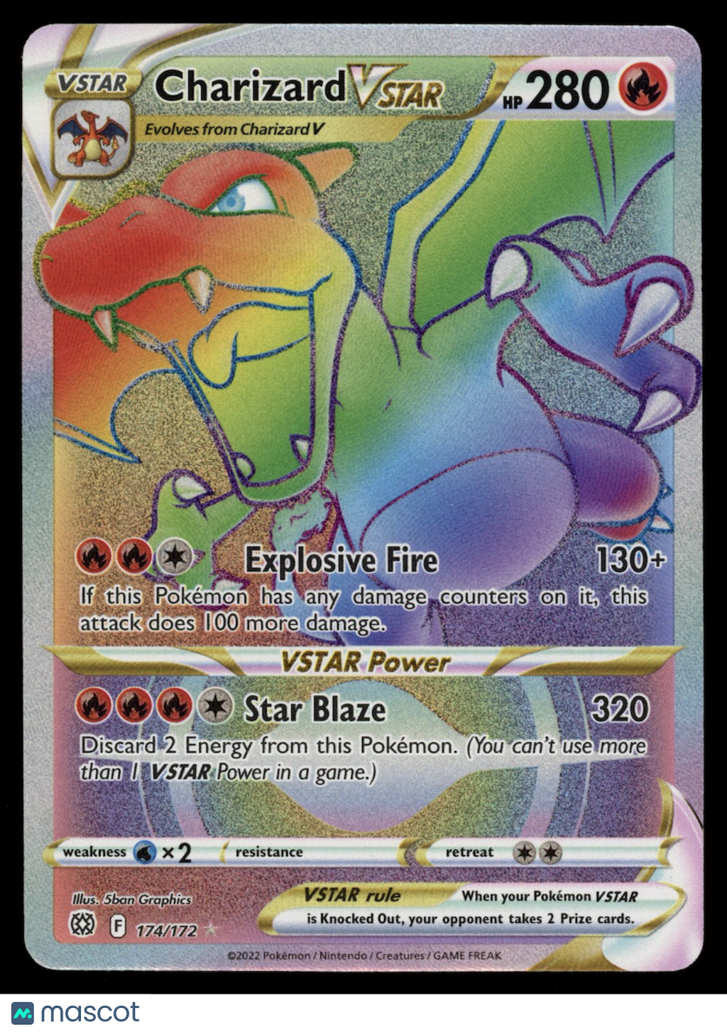 CHARIZARD VSTAR 2022 Pokemon Brilliant Stars Rainbow Secret Rare #174/172