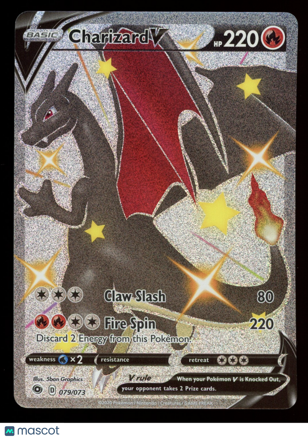 CHARIZARD V 2020 Pokemon Champion’s Path Secret Rare #079/073