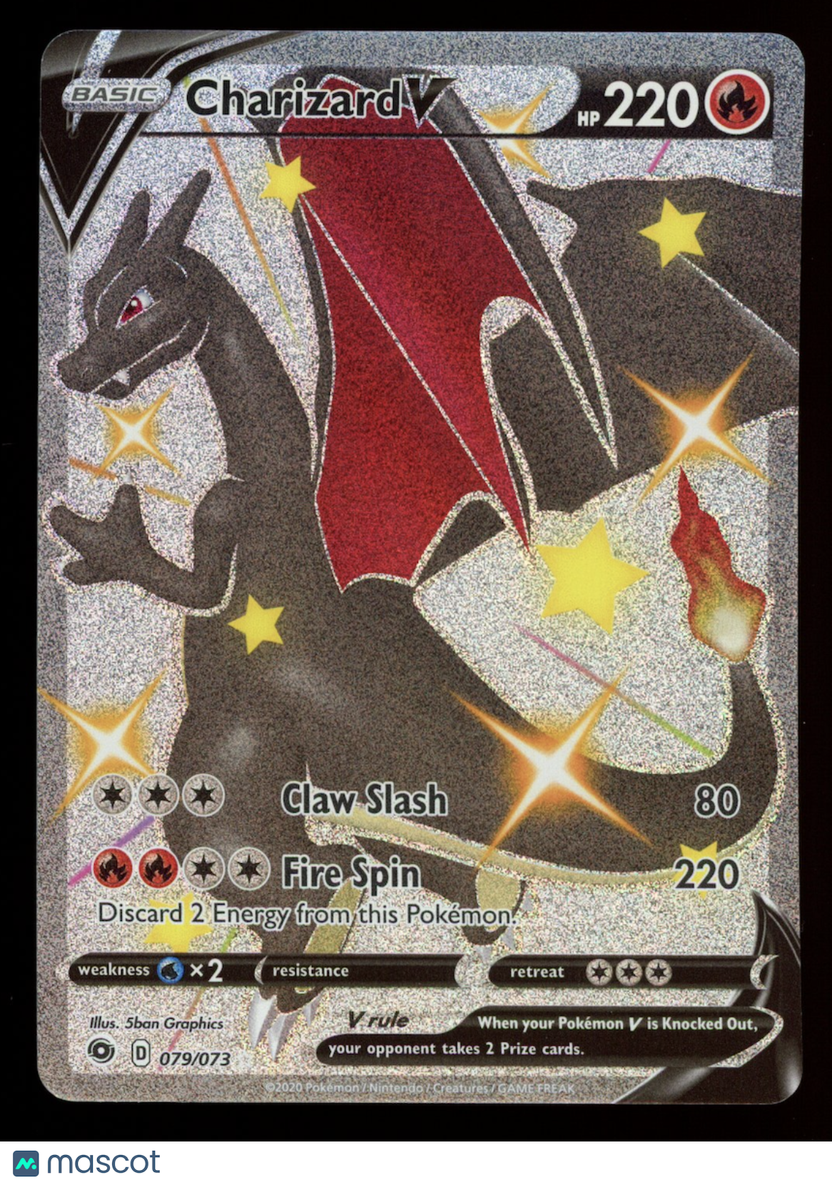 CHARIZARD V 2020 Pokemon Champion’s Path Secret Rare #079/073