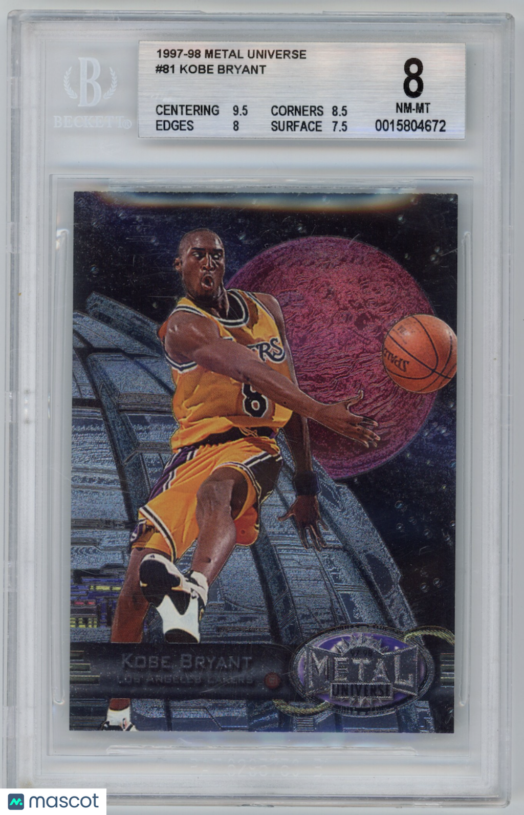 KOBE BRYANT 1997-98 SkyBox Metal Universe #81 BGS 8 Lakers
