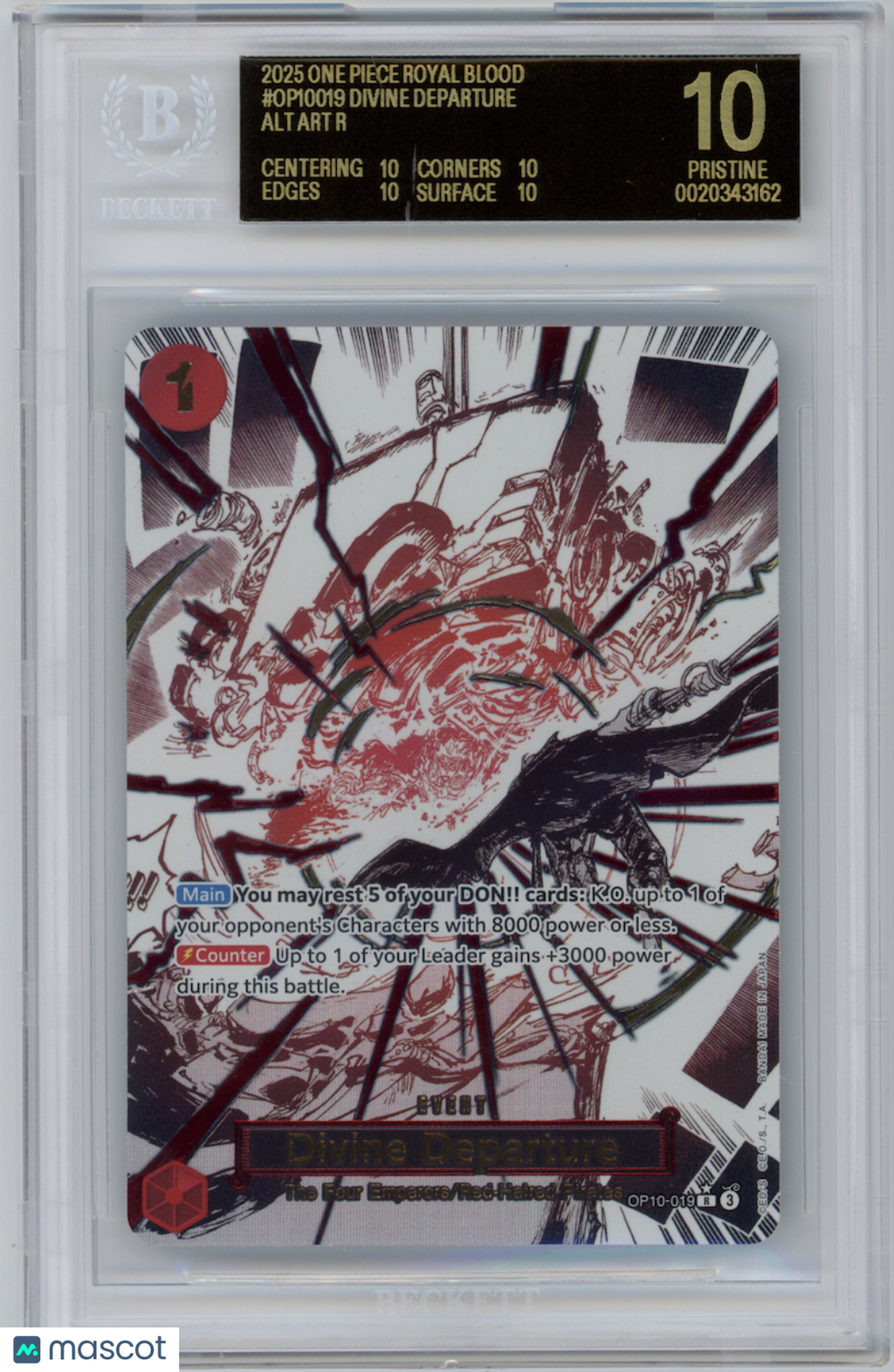 DIVINE DEPARTURE ALT ART 2025 One Piece Royal Blood #OP10-019 BGS 10 BLACK LABEL