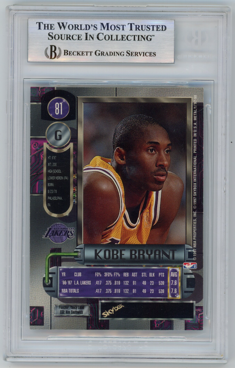 KOBE BRYANT 1997-98 SkyBox Metal Universe #81 BGS 8 Lakers